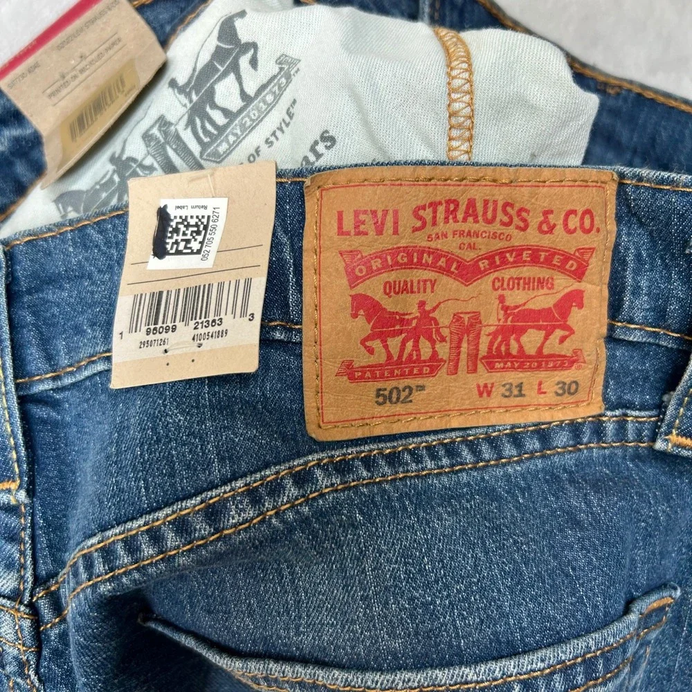 Levi's 502‎ Taper Jeans Mens 31x30 Eco Ease Regular Fit Denim Pants NEW